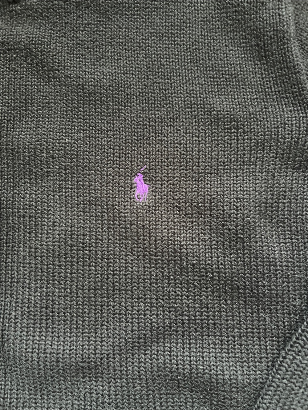 Polo by Ralph Lauren Black Crewneck Sweater with Purple Pony - Picture 2 of 5